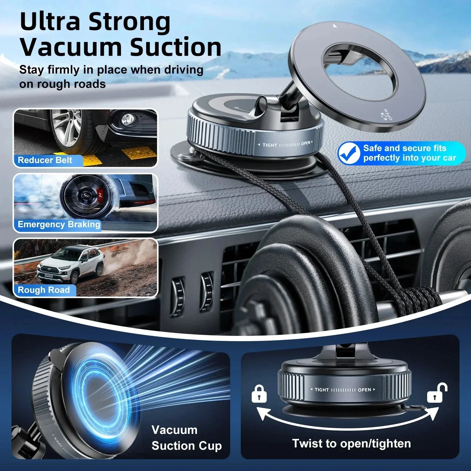 Xiaomi Strong Magnetic Phone Holder Foldable Design 360° Adjustable Vacuum Car Mount for Cell Phone for Iphone Live Streaming