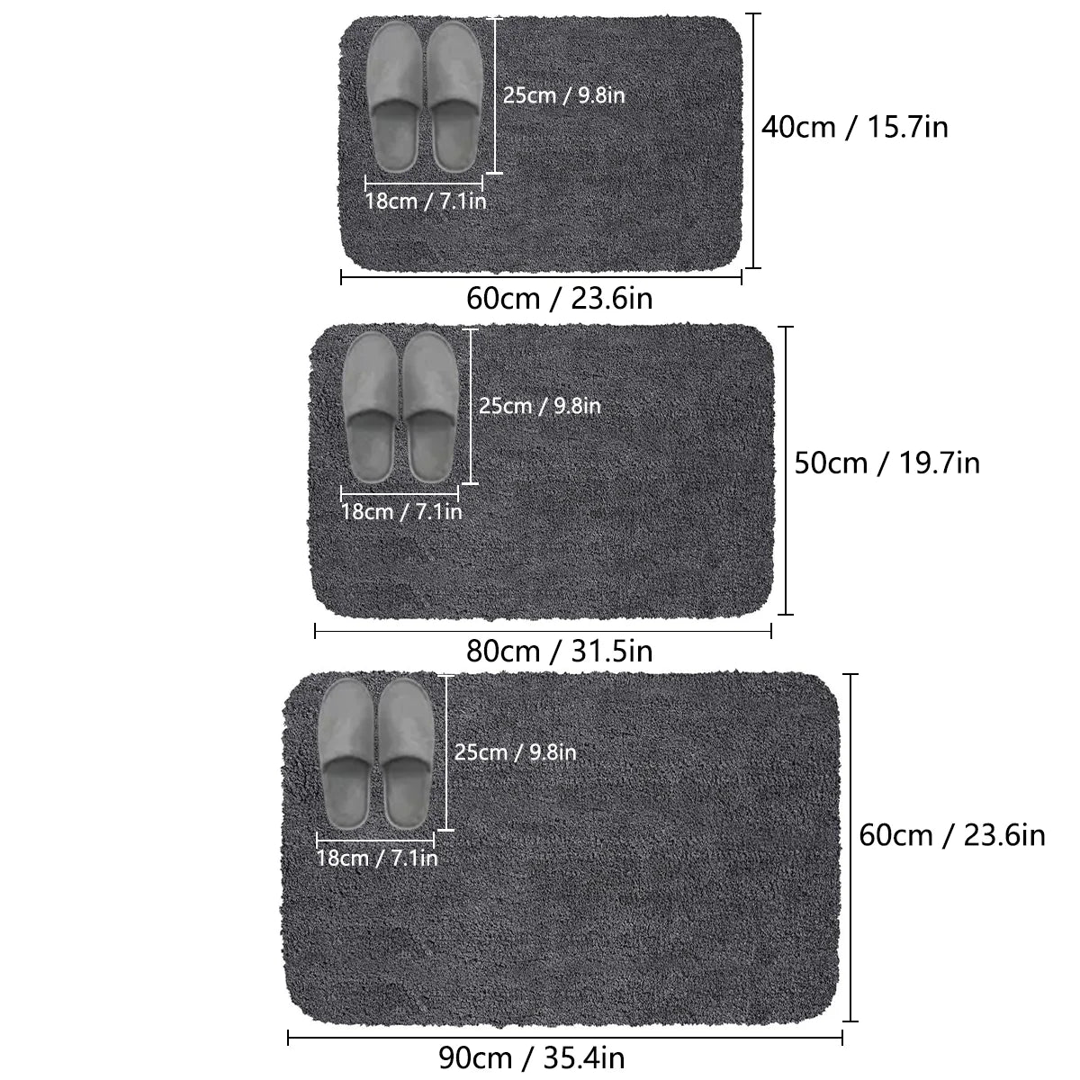 Long Hair Absorbent Bathroom Mat Furry Shower Room Foot Wiping Mat Toilet Non-Slip Mat Entrance Mat