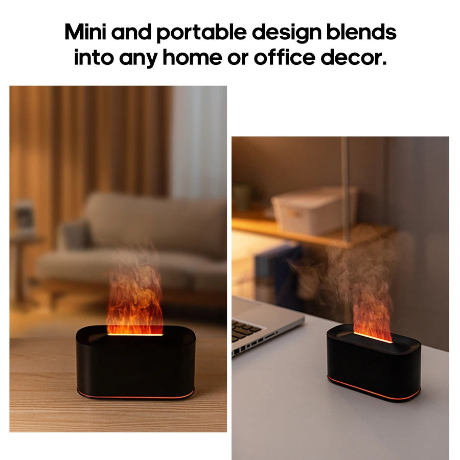 Mini Aroma Diffuser Realistic Flame Lights Aromatherapy Essential Oils Colorful RGB Air Humidifier Desktop USB Sprayer