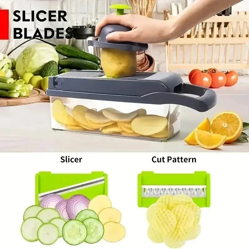 Revolutionize Your Cooking with the 14/16 in 1 Multifunctional Vegetable Chopper - Effortlessly Slice, Dice, and Grate!