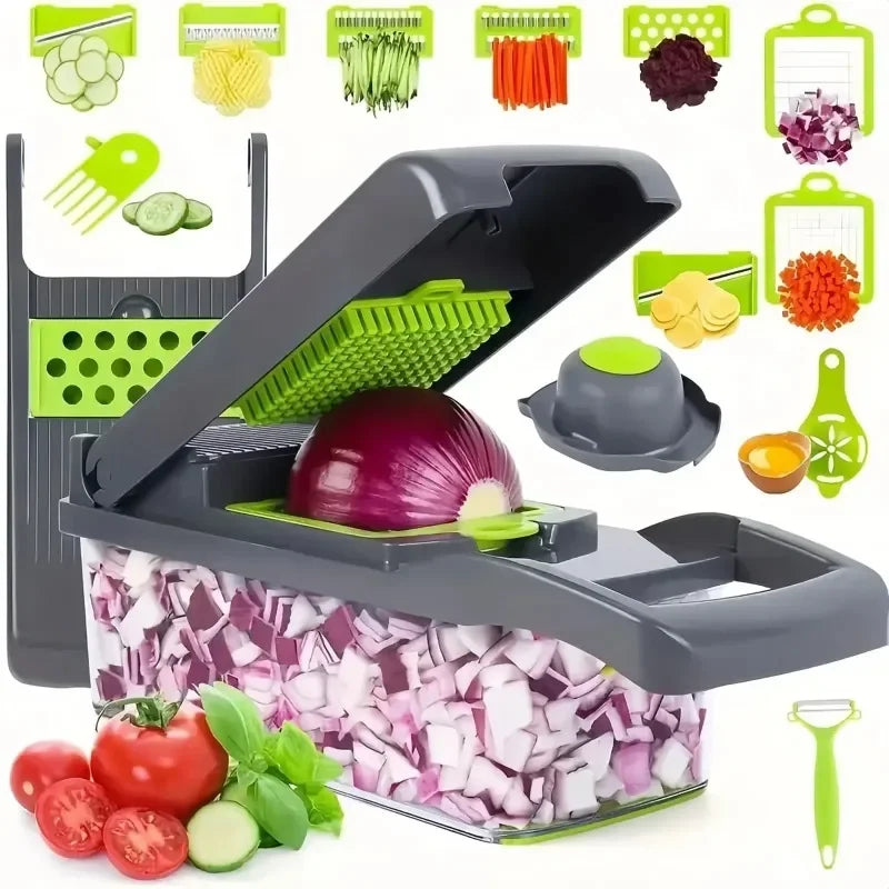 Revolutionize Your Cooking with the 14/16 in 1 Multifunctional Vegetable Chopper - Effortlessly Slice, Dice, and Grate!