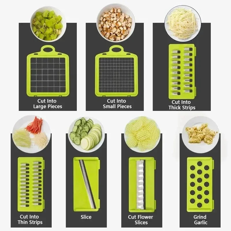 Revolutionize Your Cooking with the 14/16 in 1 Multifunctional Vegetable Chopper - Effortlessly Slice, Dice, and Grate!