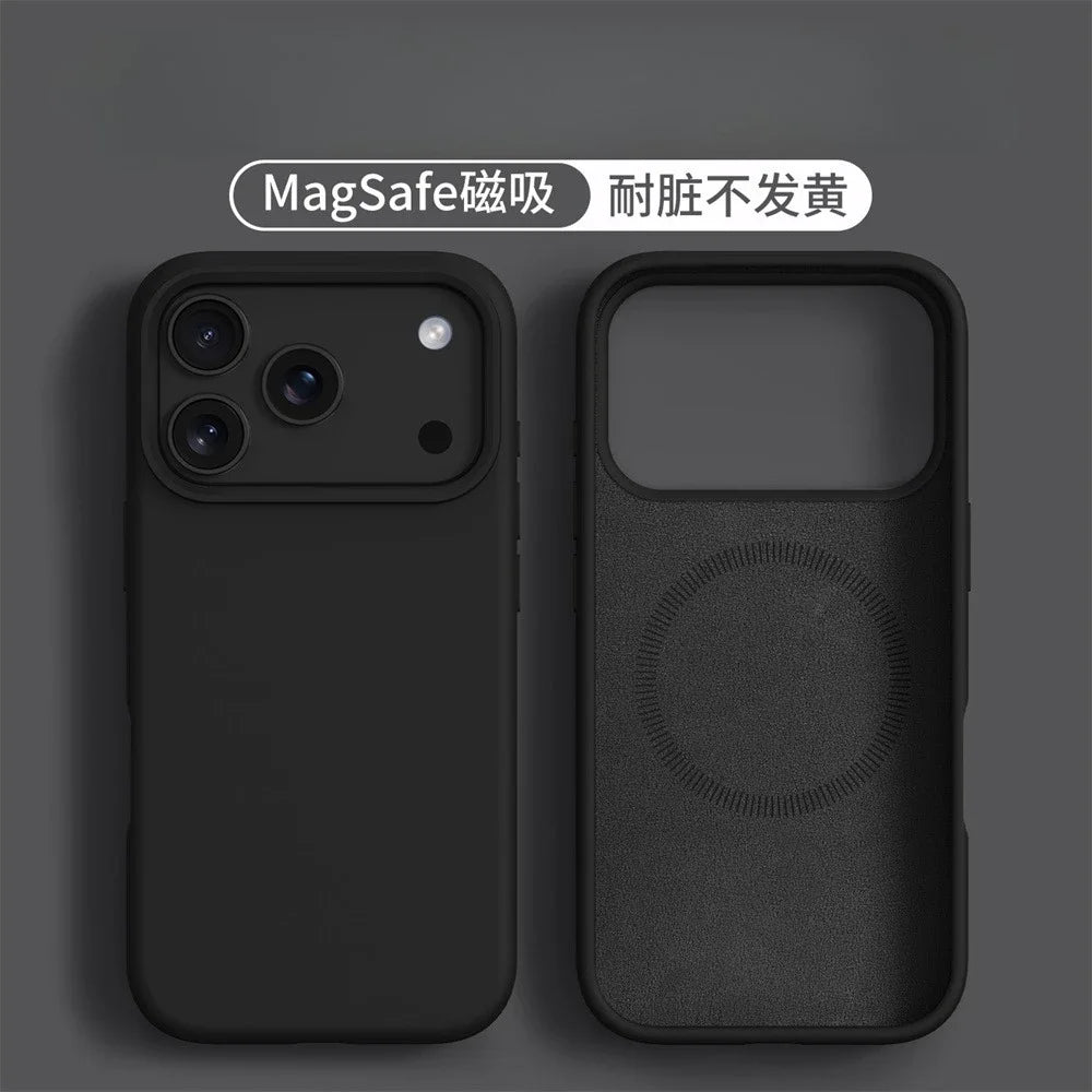 Liquid Silicone Magnetic MagSafe Case for iPhone 17 & 16 Pro Max - Soft Solid Color Skin Protection