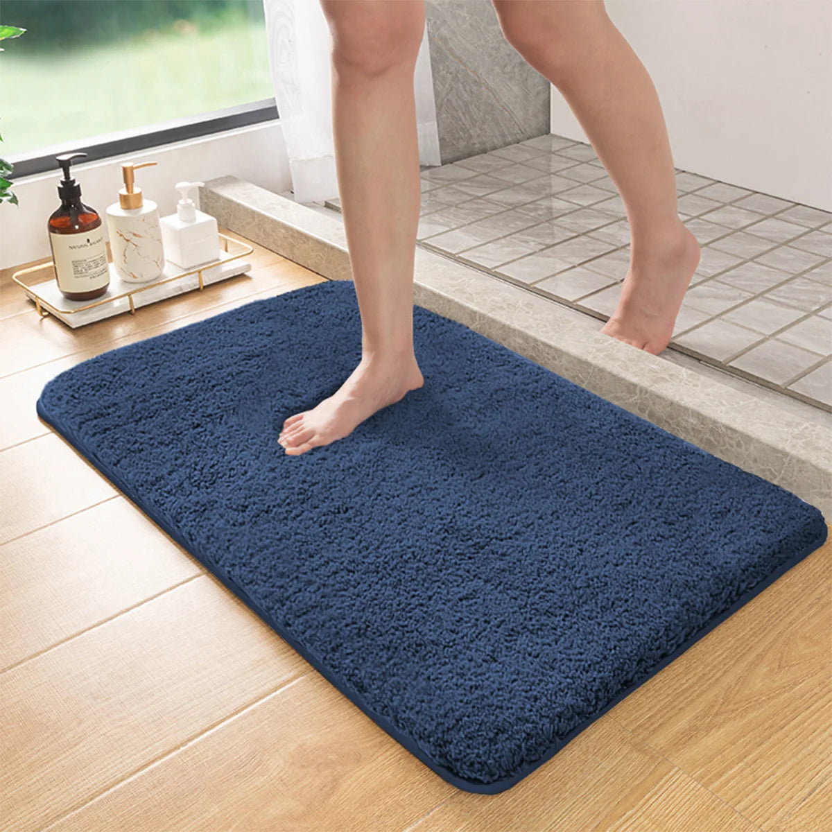 Long Hair Absorbent Bathroom Mat Furry Shower Room Foot Wiping Mat Toilet Non-Slip Mat Entrance Mat