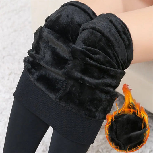 Women Winter Thermal Warm Thick Fluff Lined Stretch Slim Leggings Pants