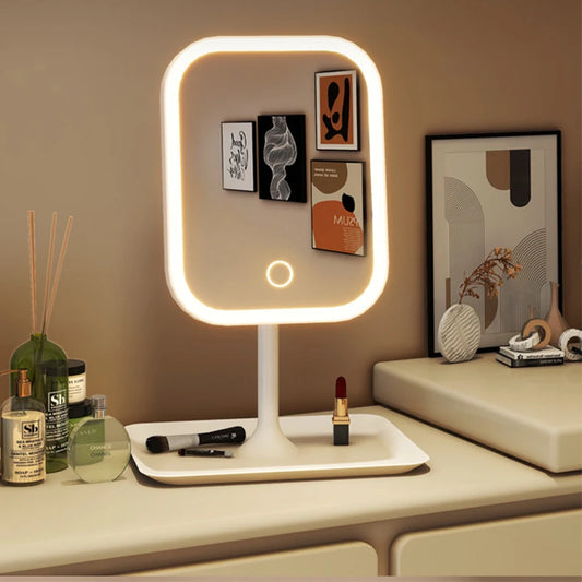 Modern Desktop Vanity Mirror 3 Color LED Light
