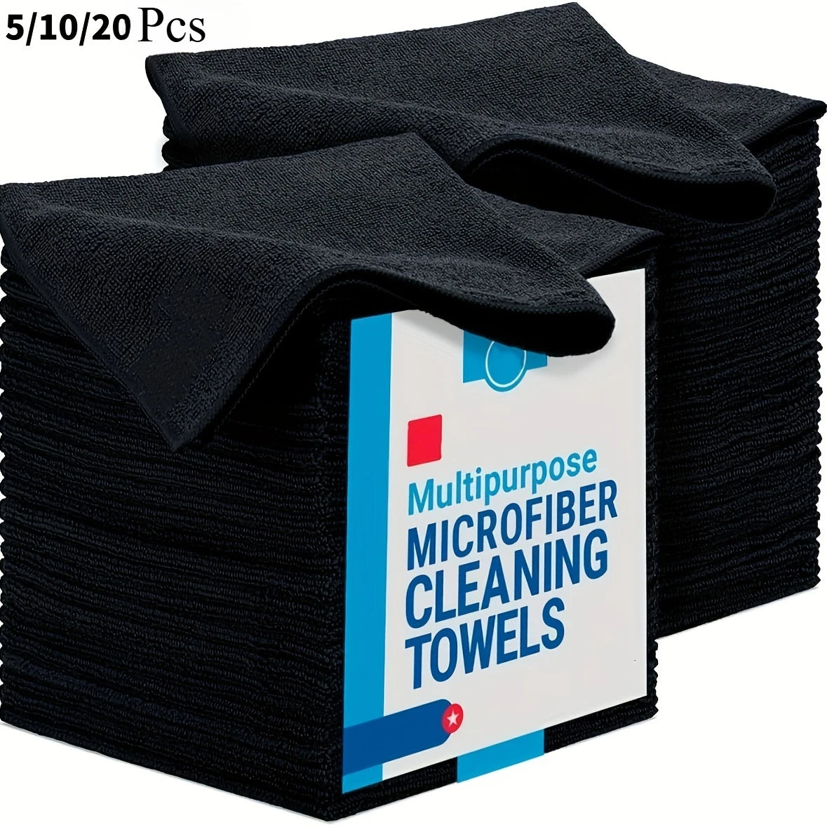 5/10/20/50/100Pcs Super Soft Black Car Wipes Scouring Cloth Set Quick Dry Absorbent Microfiber Cloth