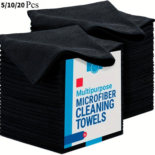 5/10/20/50/100Pcs Super Soft Black Car Wipes Scouring Cloth Set Quick Dry Absorbent Microfiber Cloth
