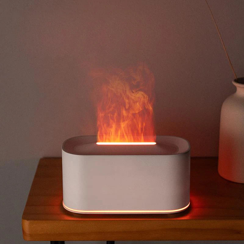 Mini Aroma Diffuser Realistic Flame Lights Aromatherapy Essential Oils Colorful RGB Air Humidifier Desktop USB Sprayer