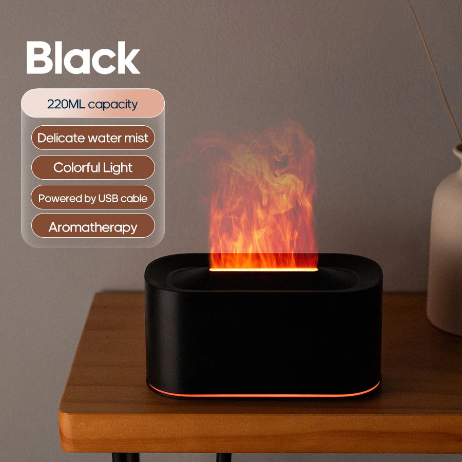 Mini Aroma Diffuser Realistic Flame Lights Aromatherapy Essential Oils Colorful RGB Air Humidifier Desktop USB Sprayer