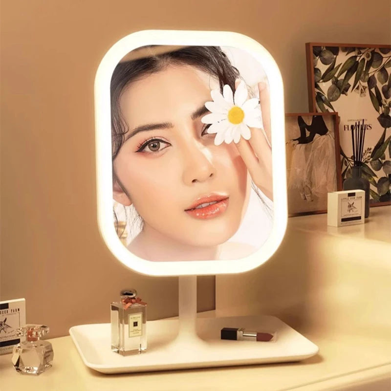 Modern Desktop Vanity Mirror 3 Color LED Light