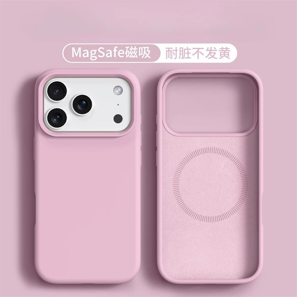 Liquid Silicone Magnetic MagSafe Case for iPhone 17 & 16 Pro Max - Soft Solid Color Skin Protection