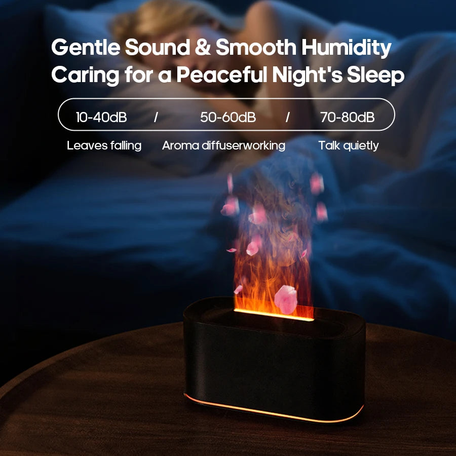 Mini Aroma Diffuser Realistic Flame Lights Aromatherapy Essential Oils Colorful RGB Air Humidifier Desktop USB Sprayer