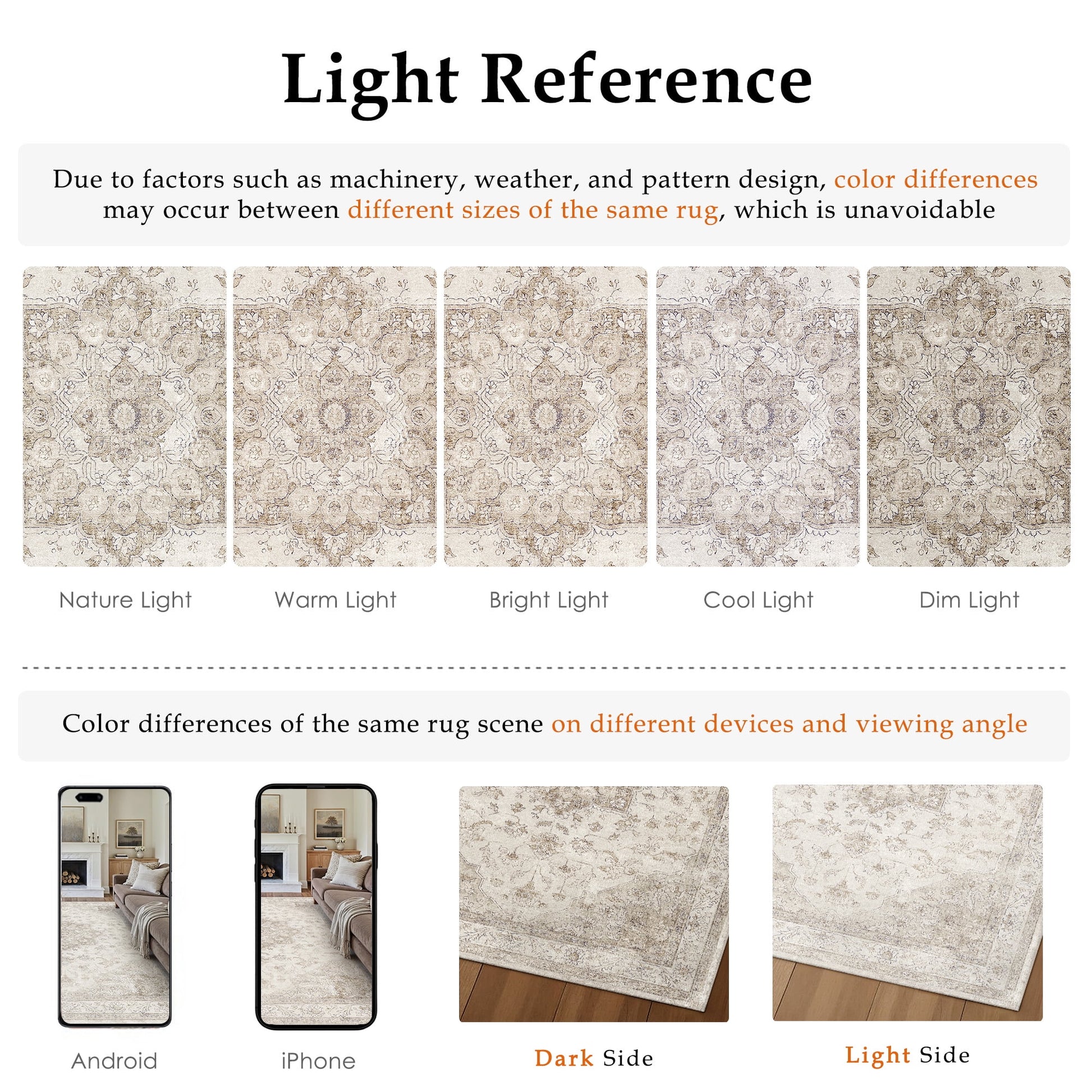 8x10 Vintage Persian Area Rug - Machine Washable, Non-Slip Design for Living Room, Bedroom, Dining Room, and Office - Beige Farmhouse Style