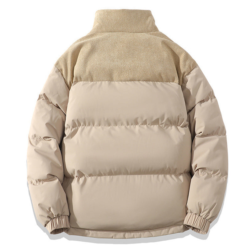 Winter Stand Collar Contrast-Colored Coat Cotton Padded Jacket