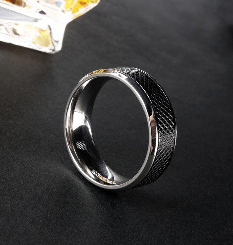 European and American Mens Black Titanium Steel Ring