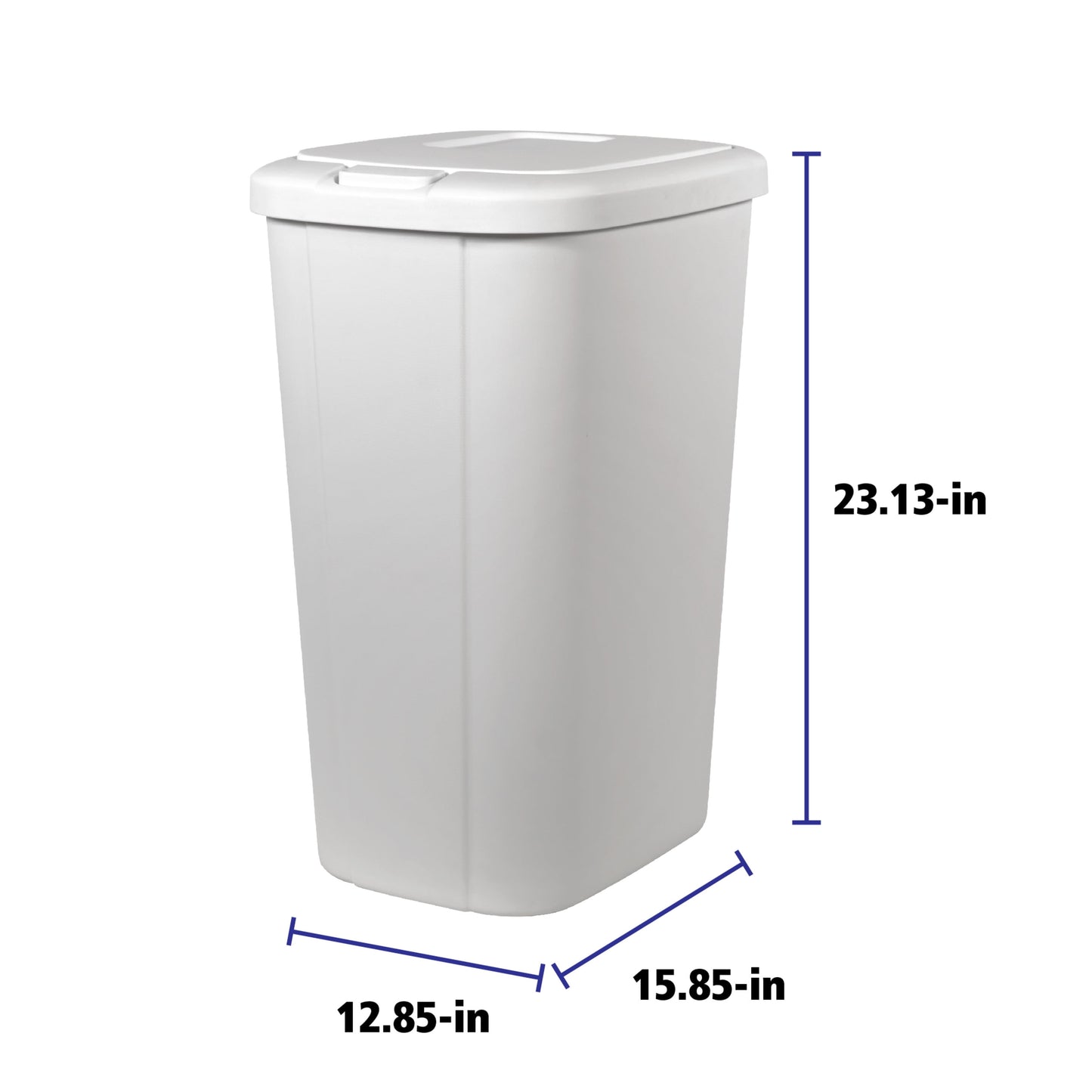 13.3 Gallon Touch Top Kitchen Trash Can with Push Button Lid, White Plastic