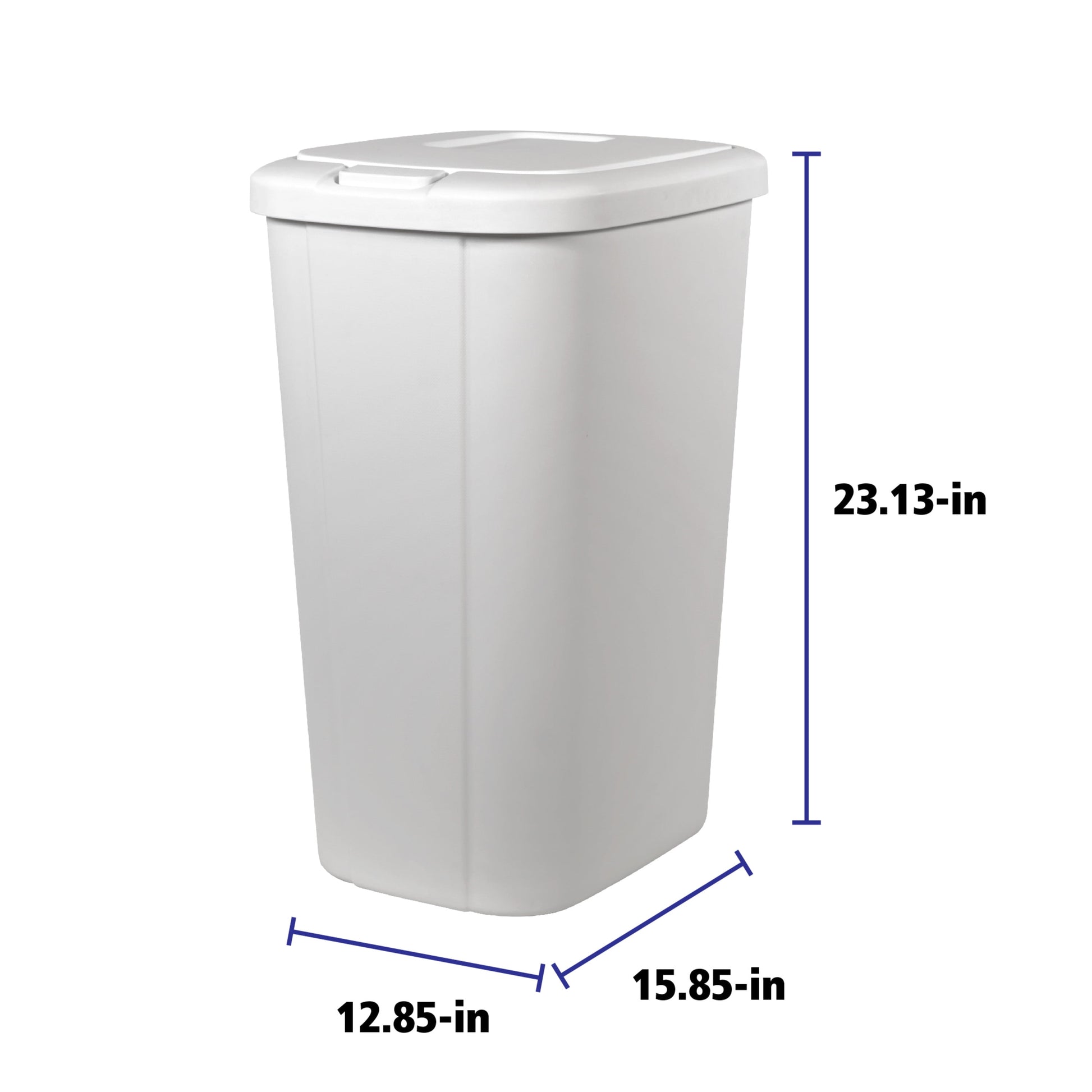 13.3 Gallon Touch Top Kitchen Trash Can with Push Button Lid, White Plastic