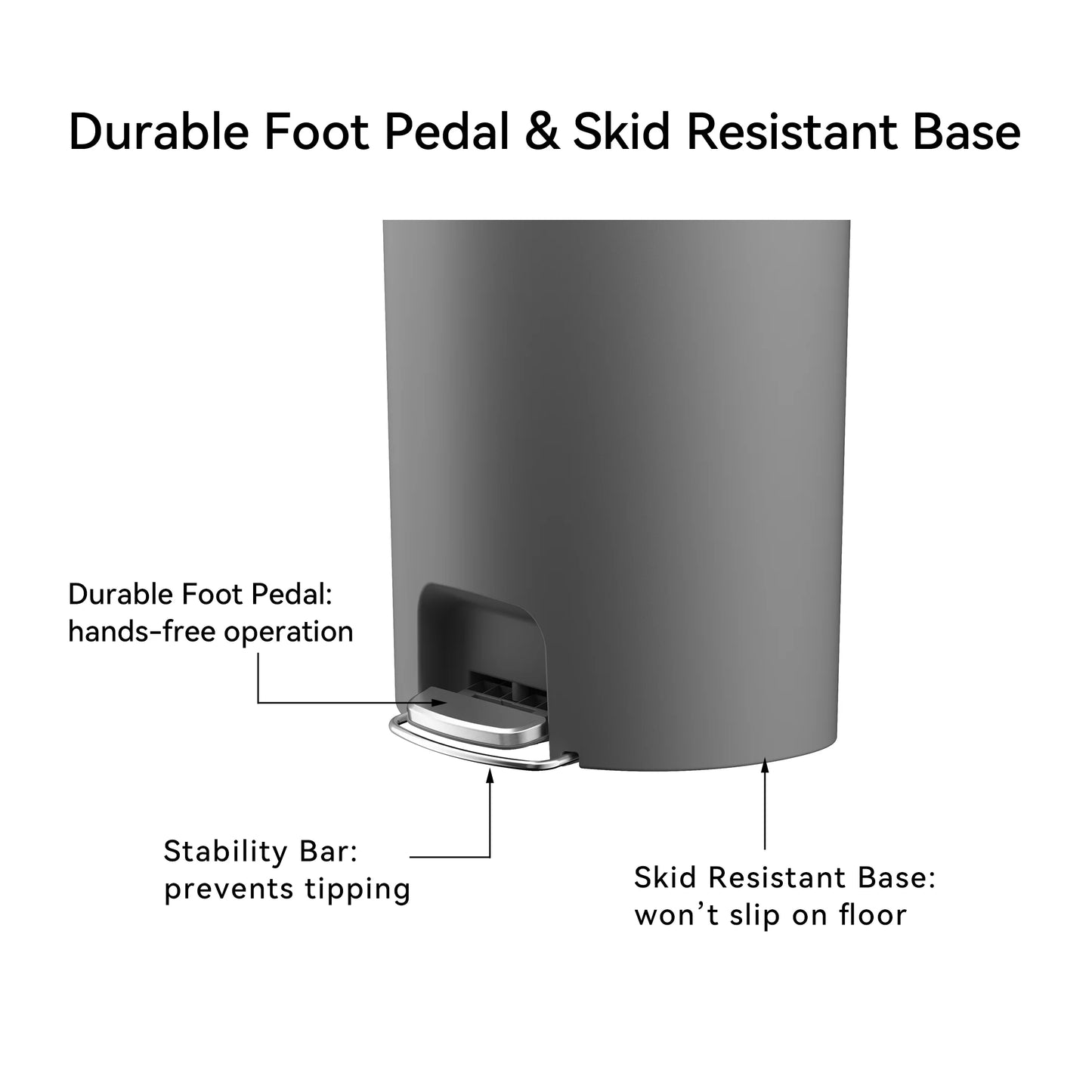 14.5-Gallon Plastic Semi-Round Kitchen Trash Can with Soft-Close Lid, Gray