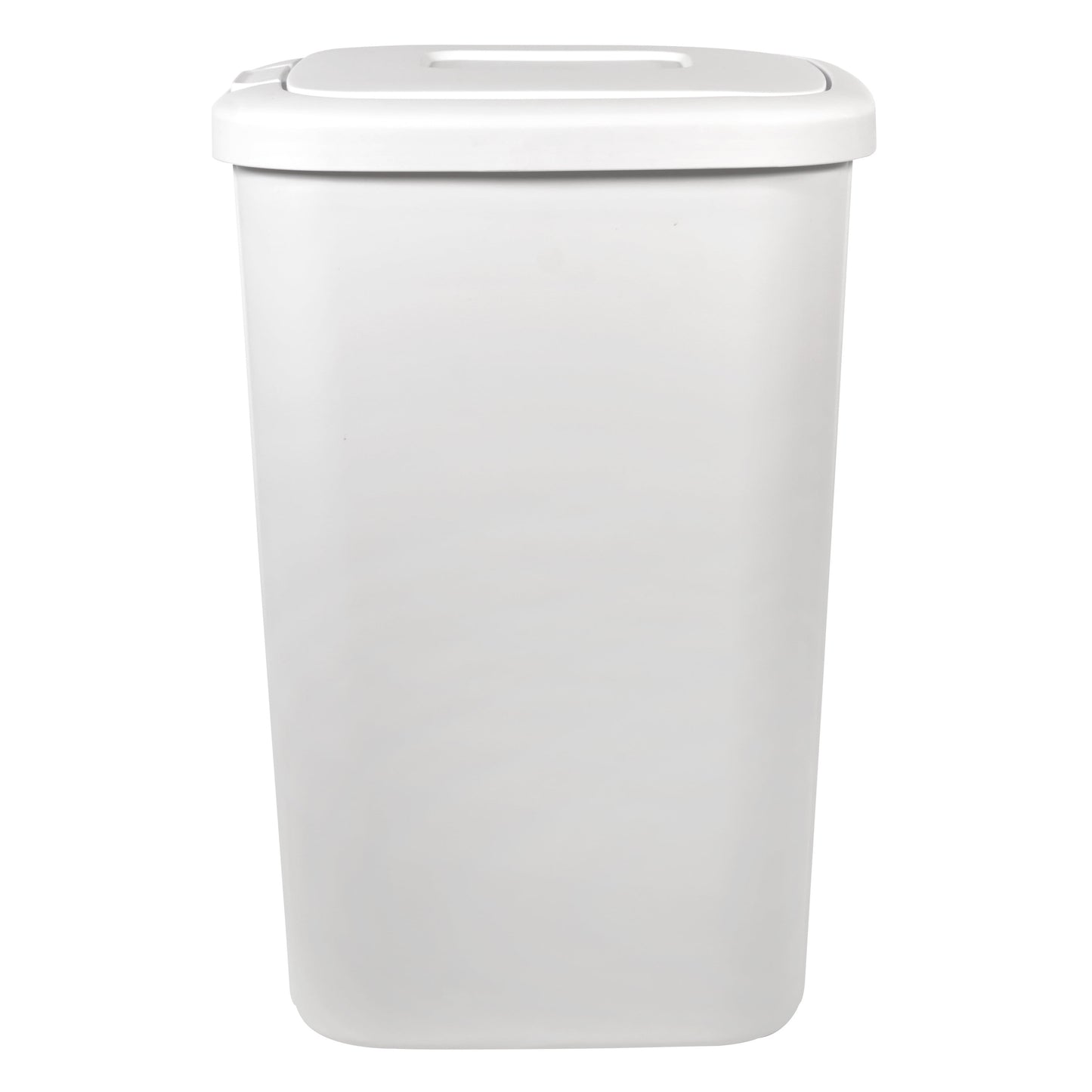 13.3 Gallon Touch Top Kitchen Trash Can with Push Button Lid, White Plastic