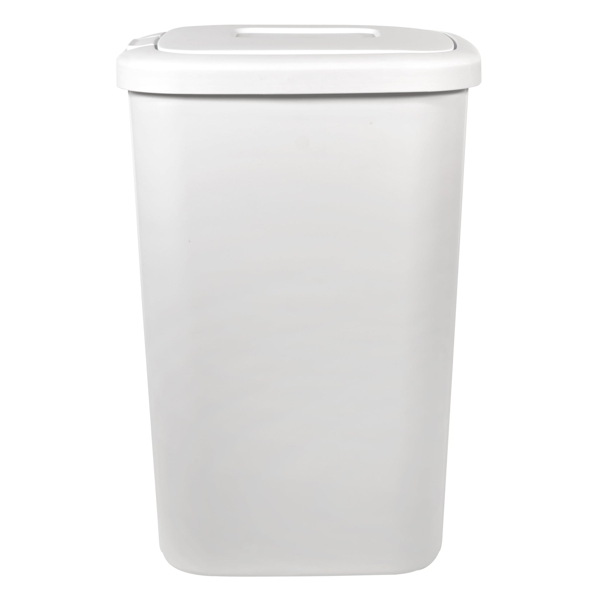 13.3 Gallon Touch Top Kitchen Trash Can with Push Button Lid, White Plastic