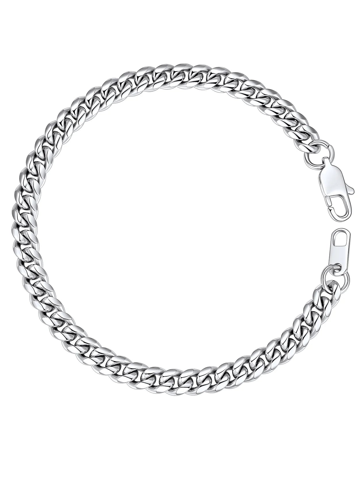 Men's 6MM Stainless Steel Cuban Curb Chain Bracelet - 7.5 Inch Silver Jewelry