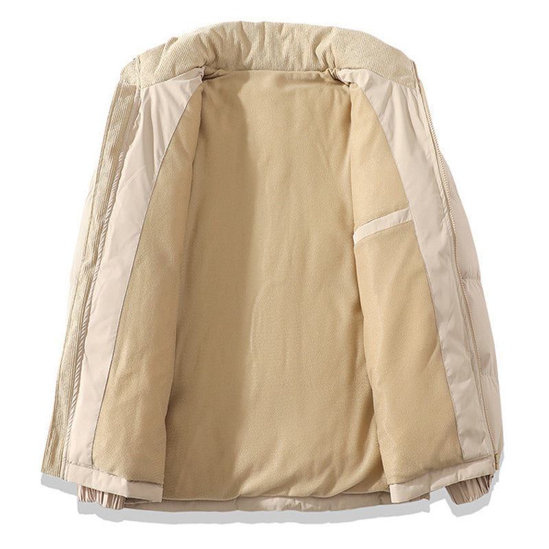 Winter Stand Collar Contrast-Colored Coat Cotton Padded Jacket