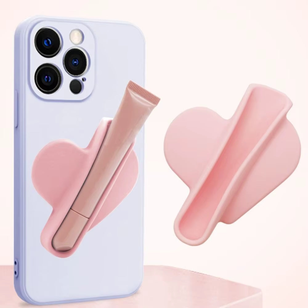 Heart Shaped Mobile Phone Case Phone Lipstick Holder Soft Silicone Protective Case Women Girl Lip Glaze Back Stick Holder