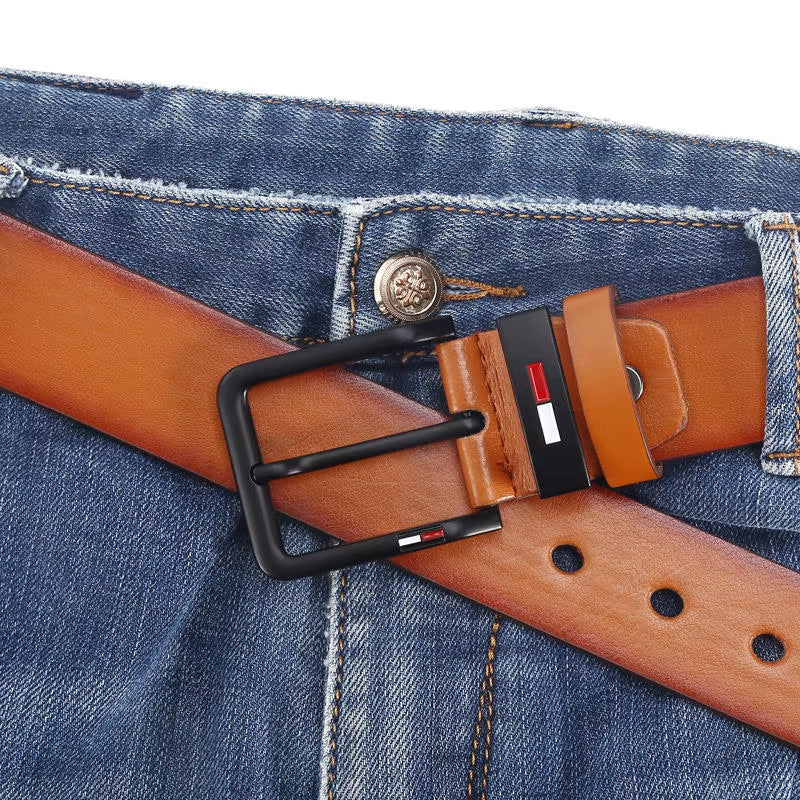 Men's PU Leather Alloy Pin Square Buckle Belt